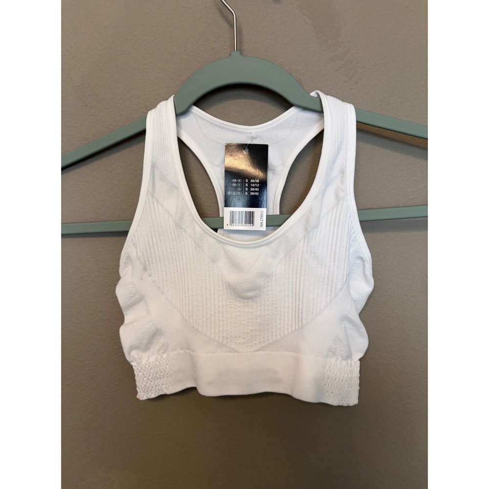 CRIVIT White Seamless Racerback Sports Bra Crop Top Activewear Size S